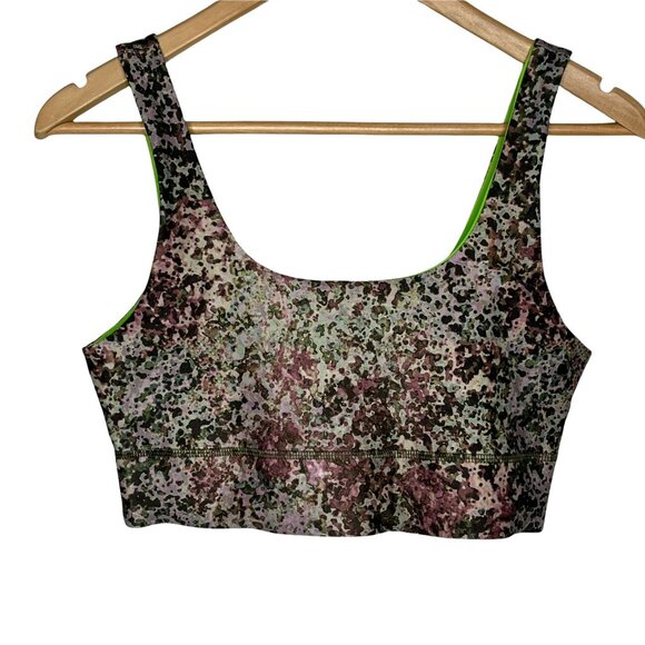 Fabletics Reversible Sports Bra Small Green Camo Print Workout Top - Picture 1 of 7